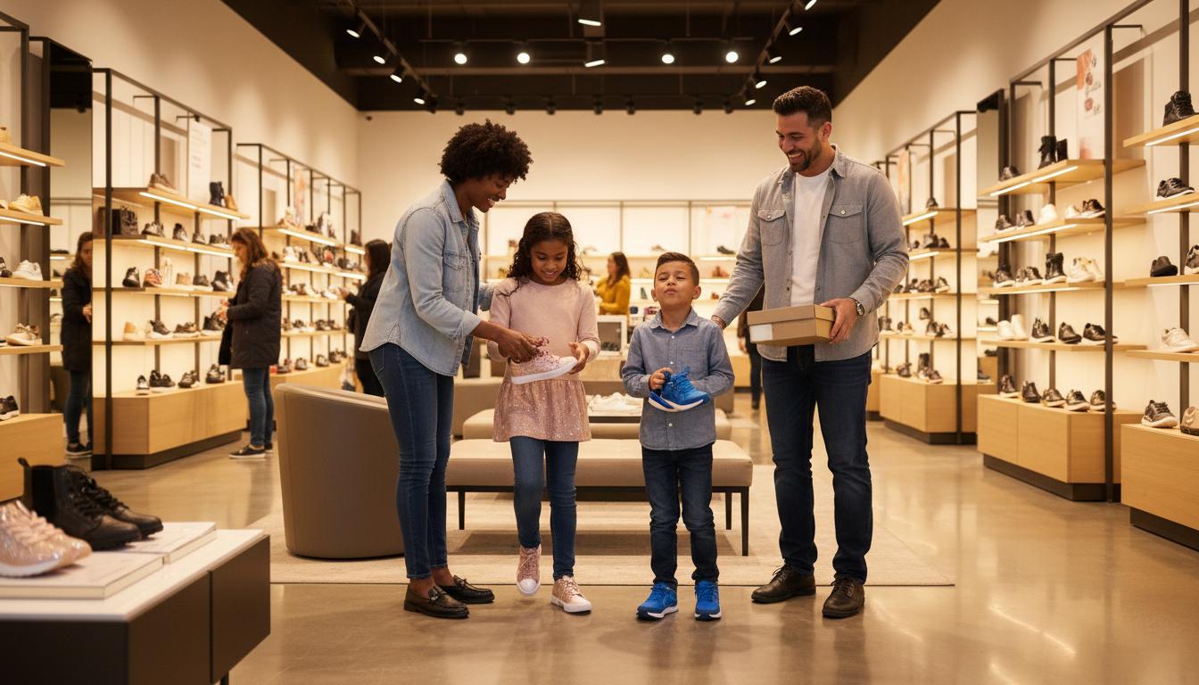 Familia comprando zapatos